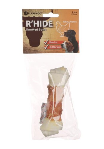 Flamingo Rhide Tavuk Sargılı Burgu Düğümlü Köpek Kemik Ödülü 15 Cm - 1