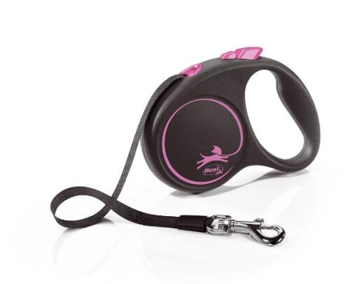 Flexi Black Design Pembe 5 mt Şerit Otomatik Tasma Small - 1