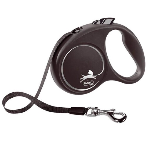 Flexi Black Design Siyah 5 mt Şerit Otomatik Tasma Medium - 1