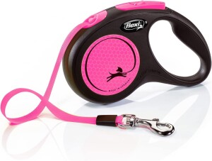 Flexi Neon Şerit Otomatik Köpek Tasması Medium 5 mt Pembe - Flexi