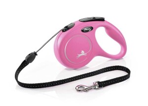 Flexi New Classic İp Otomatik Köpek Gezdirme Tasması Pembe M 5 mt - Flexi