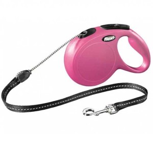 Flexi New Classic İp Otomatik Köpek Gezdirme Tasması Pembe S 5 mt - Flexi