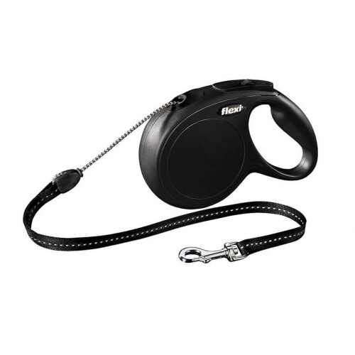 Flexi New Classic İp Otomatik Köpek Gezdirme Tasması Siyah M 8 mt - 1
