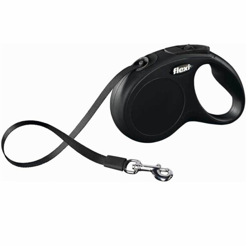 Flexi New Classic Şerit Otomatik Köpek Gezdirme Tasması Siyah XS 3 mt - 1