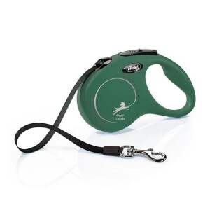 Flexi New Classic Yeşil Otomatik Şerit Köpek Tasması S-15 Kg 5 M - Flexi