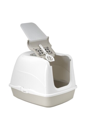 Flip Cat Kolay Açılır Filtreli Dekoratif Kapalı Kedi Tuvaleti Gri 50 X 39 X 37 cm - 1