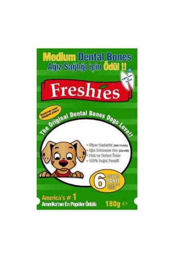 Freshy Ağız Kokusu Önleyici Yeşil Kemik Köpek Ödülü 140 gr 7 Adet - 1