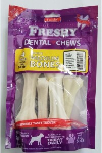 Freshy Beyaz Press Deri Köpek Çiğneme Kemiği 4'lü Paket - Freshy