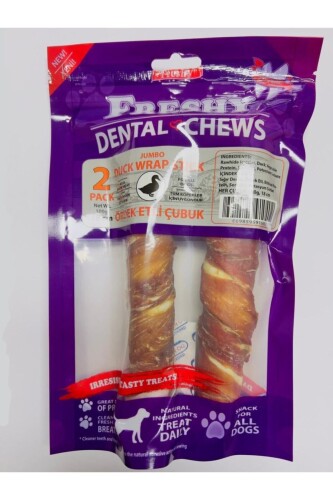 Freshy Dental Ördek Eti Kaplı Beyaz Burgu Kemik Köpek Ödülü 18 cm 2'li - 1