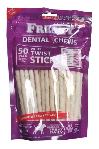 Freshy Dental Twists - Beyaz Burgu Çubuk - 50'li Paket - 300 gr - 1