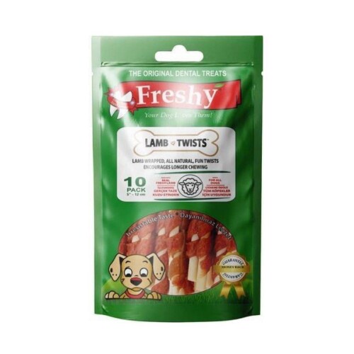 Freshy Kuzu Eti Kaplı Burgu Dental Çubuklar 10 Adet 12 cm 100 gr - 1