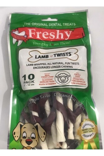Freshy Kuzu Eti Kaplı Burgu Dental Çubuklar 10 Adet 12 cm 100 gr - 1
