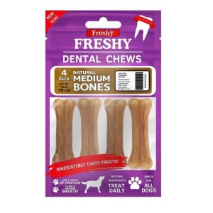 Freshy Naturel Press Deri Köpek Çiğneme Kemiği 4'lü Paket - Freshy