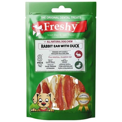 Freshy Ördek Eti Kaplı Tavşan Kulağı Köpek Ödülü 100 Gr - 1