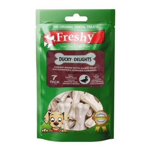 Freshy Ördek Etiyle Kaplanmış Doğal Dana Derisinden Çiğneme Kemiği 105 gr - 1
