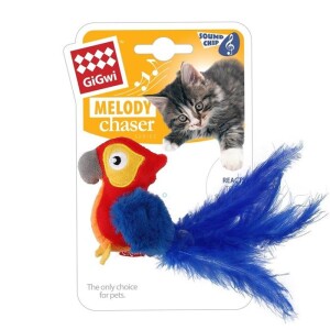 Gigwi Melody Chaser Peluş Makaw Papağan Sesli Kedi Oyuncağı - Gigwi