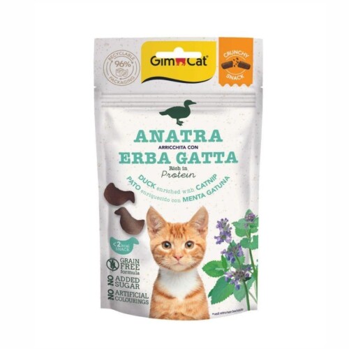 Gimcat Crunchy Ördekli ve Kedi Otlu Tahılsız Kedi Ödül Maması 50 Gr - 1