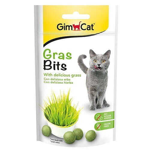 Gimcat Gras Bits Çimen Aromalı Sindirim Sistemi Destekleyici Kedi Ödül Tableti 50 gr - 1