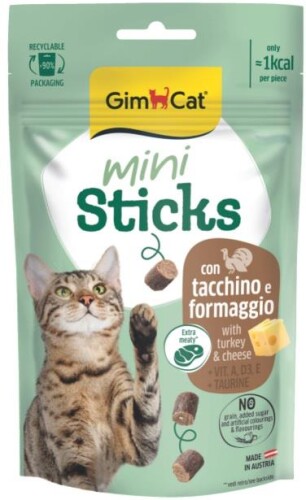 Gimcat Mini Sticks Hindili ve Peynirli Kedi Ödül Çubukları 50gr - 1