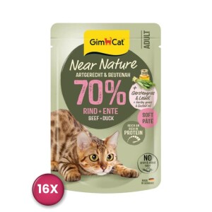 Gimcat Near Nature Sığır Etli&Ördekli Yetişkin Kedi Konservesi 16X 85 Gr - Gimcat