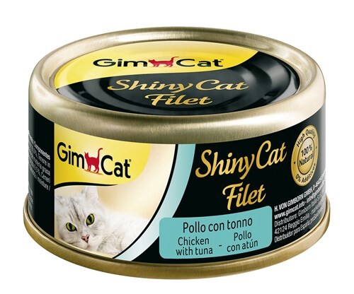 Gimcat Shinycat Kıyılmış Tavuklu ve Ton Balıklı Fileto Yetişkin Kedi Konservesi 70 gr - 1
