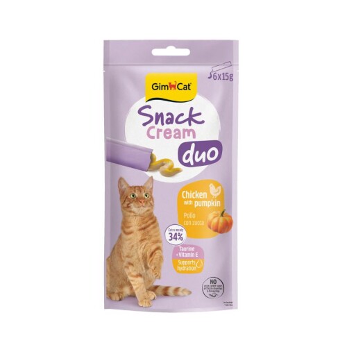 Gimcat Snack Cream Duo Tavuklu & Balkabaklı Kedi Ödülü 6x15gr - 1