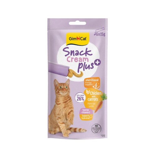 Gimcat Snack Cream Sterilised Tavuklu & Havuçlu Kedi Ödülü 6x15gr - 1