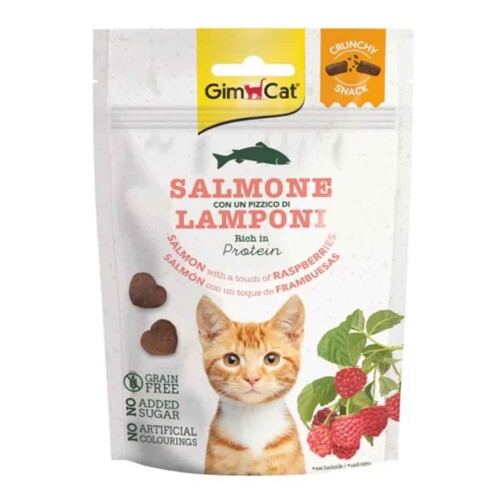 Gimcat Somonlu ve Ahududulu Tahılsız Şekersiz Çıtır Kedi Ödül Maması 60 gr - 1