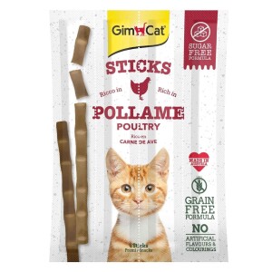 GimCat Sticks Kümes Hayvanı Etli Tahılsız Ödül Çubukları 4'lü 20 gr - GimCat