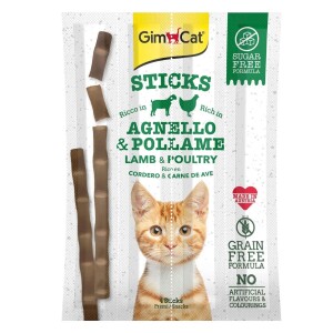 GimCat Sticks Kuzu Etli Tavuklu Tahılsız Ödül Çubukları 4'lü 20 gr - GimCat