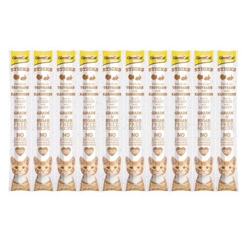 GimCat Sticks Tahılsız Hindi Tavşanlı Ödül Çubuğu 10'lu - 1