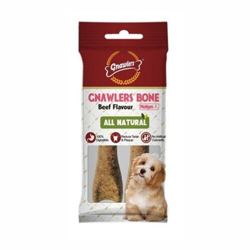 Gnawlers Biftekli Köpek Ödül Kemiği M 11,5 cm 2'li 90 gr - 1