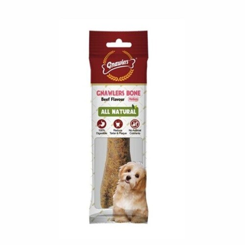 Gnawlers Biftekli Köpek Ödül Kemiği M 12,5 cm 95 gr - 1