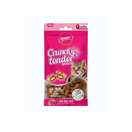 Gnawlers Crunchy Somonlu ve Sütlü Prebiotik Destekli Kedi Ödül Maması 65gr - 1