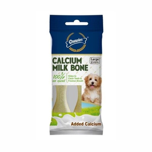 Gnawlers Kalsiyumlu Sütlü Köpek Ödül Kemiği L 10 cm 2'li 110 gr - 1