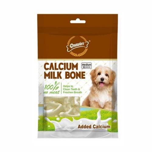 Gnawlers Kalsiyumlu Sütlü Köpek Ödül Kemiği M 7,5 cm 12'li - 1