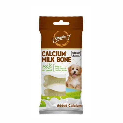 Gnawlers Kalsiyumlu Sütlü Köpek Ödül Kemiği M 7,5 cm 4'lü - 1