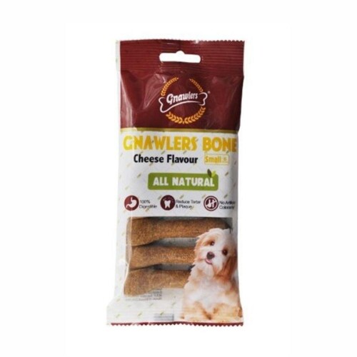 Gnawlers Peynir Aromalı Köpek Ödül Kemiği S 7,5 cm 6'lı 108 gr - 1