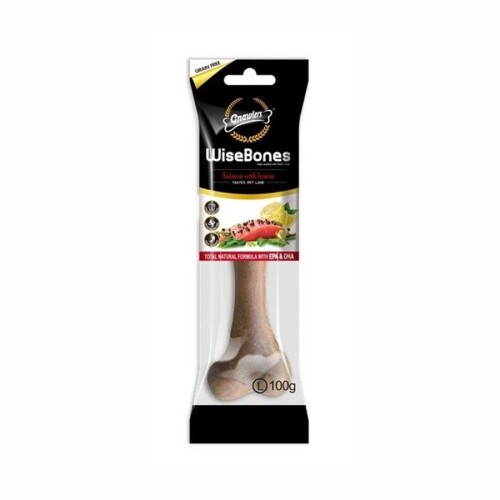 Gnawlers Wise Bone Somonlu ve Limon Aromalı Köpek Ödül Kemiği L 100 gr - 1