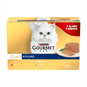 Gourmet Gold Kıyılmış Karışık Çeşitli Yetişkin Kedi Konservesi 85 gr 12 AL 9 Öde X 2 Adet - Gourmet Gold