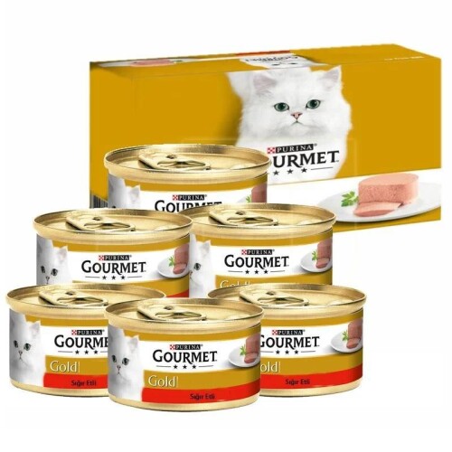 Gourmet Gold Kıyılmış Sığır Etli Yetişkin Kedi Konservesi (6 AL 5 ÖDE) 85 gr - 1