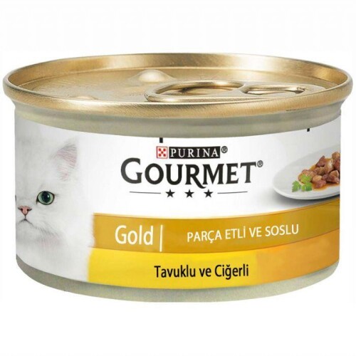 Gourmet Gold Parça Etli ve Soslu Tavuk Ciğer Kedi Konservesi 85 gr - 1