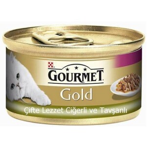 Gourmet Gold Soslu Ciğerli ve Tavşanlı Yetişkin Kedi Konservesi 85 gr 24 Adet - Gourmet Gold
