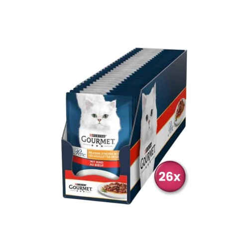Gourmet Perle Pouch Parça Etli Izgara Sığır Etli Yetişkin Kedi Konservesi 26 Adet X 85 gr - 1