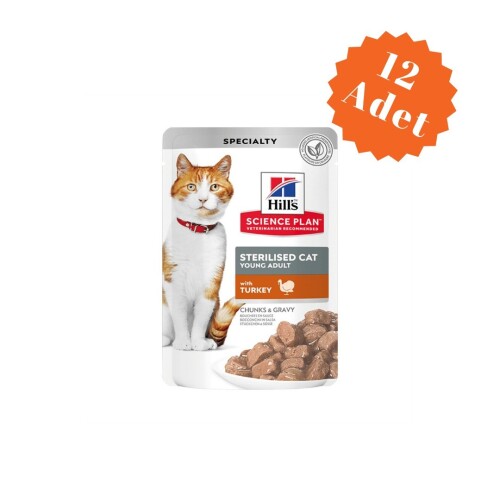 Hill's SCIENCE PLAN Gravy Sterilesed Hindili Yaş Kedi Maması 85 gr X 12 - 1