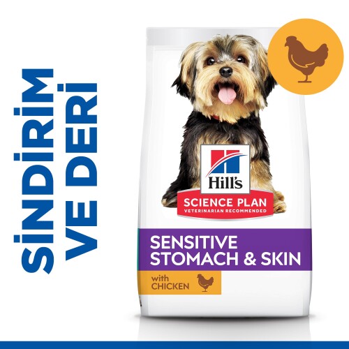 Hill's SCIENCE PLAN Hassas Mide & Deri Yetişkin Küçük ve Mini Irk Tavuklu Köpek Maması 1,5 kg - 1