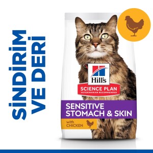 Hill's SCIENCE PLAN Hassas Mide & Deri Yetişkin Tavuklu Kedi Maması 1,5 kg - Hill's Science Plan