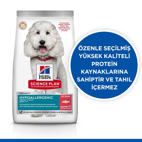 Hill's SCIENCE PLAN Hipoalerjenik Yetişkin Orta Irk Somonlu Köpek Maması 10 kg + 2 kg - 2
