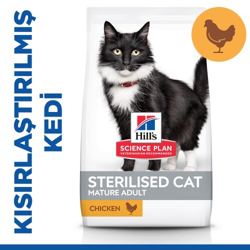 Hill's SCIENCE PLAN Kısırlaştırılmış +7 Yaşlı Tavuklu Kedi Maması 1,5 kg - 1
