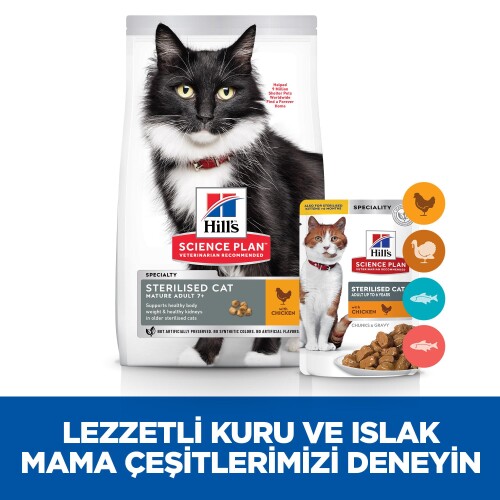 Hill's SCIENCE PLAN Kısırlaştırılmış +7 Yaşlı Tavuklu Kedi Maması 1,5 kg - 6